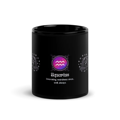 Aquarius Zodiac Sign Astrology Black Glossy Mug