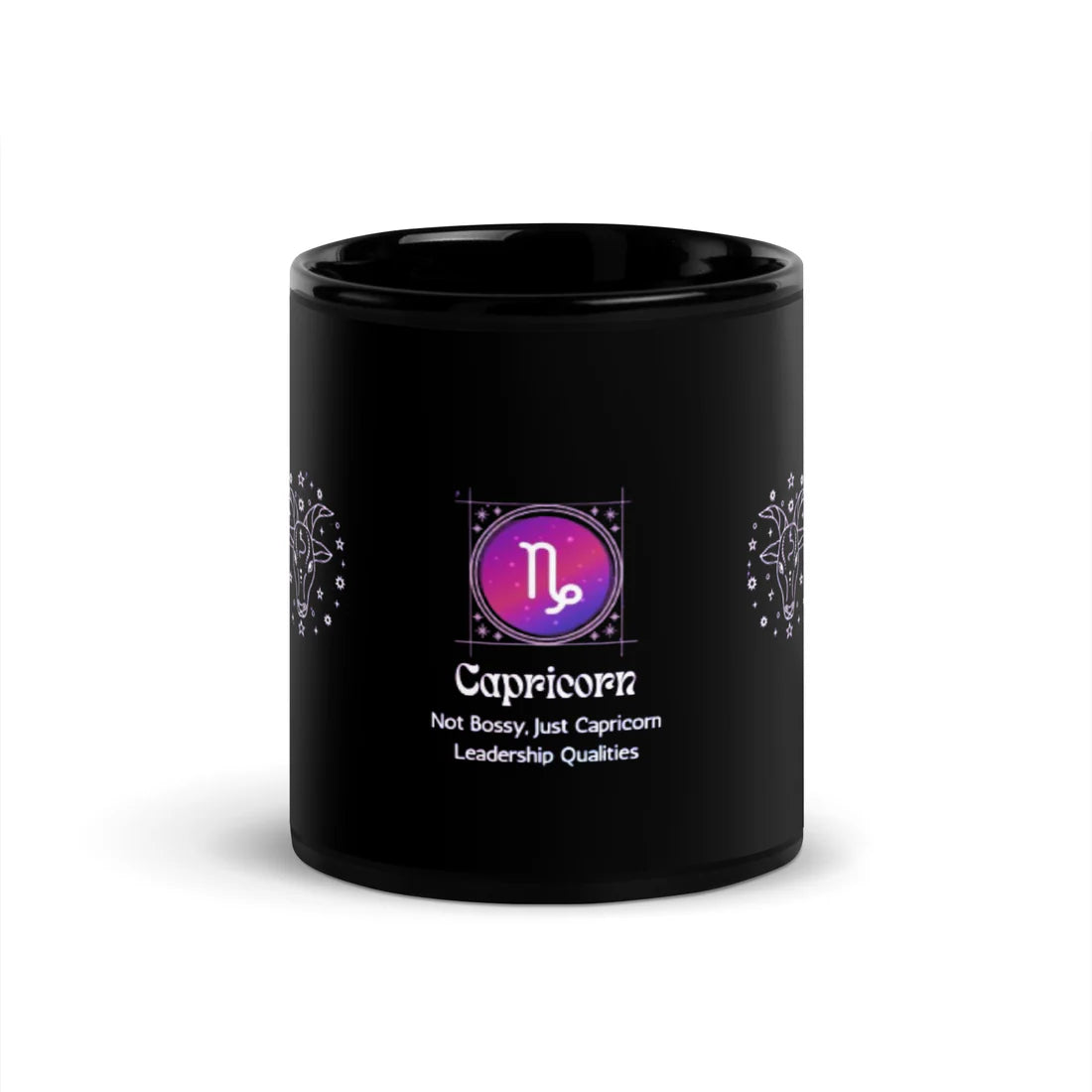 Capricorn Zodiac Sign Astrology Black Glossy Mug