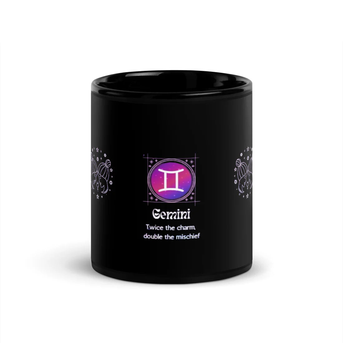 Gemini Zodiac Sign Astrology Black Glossy Mug