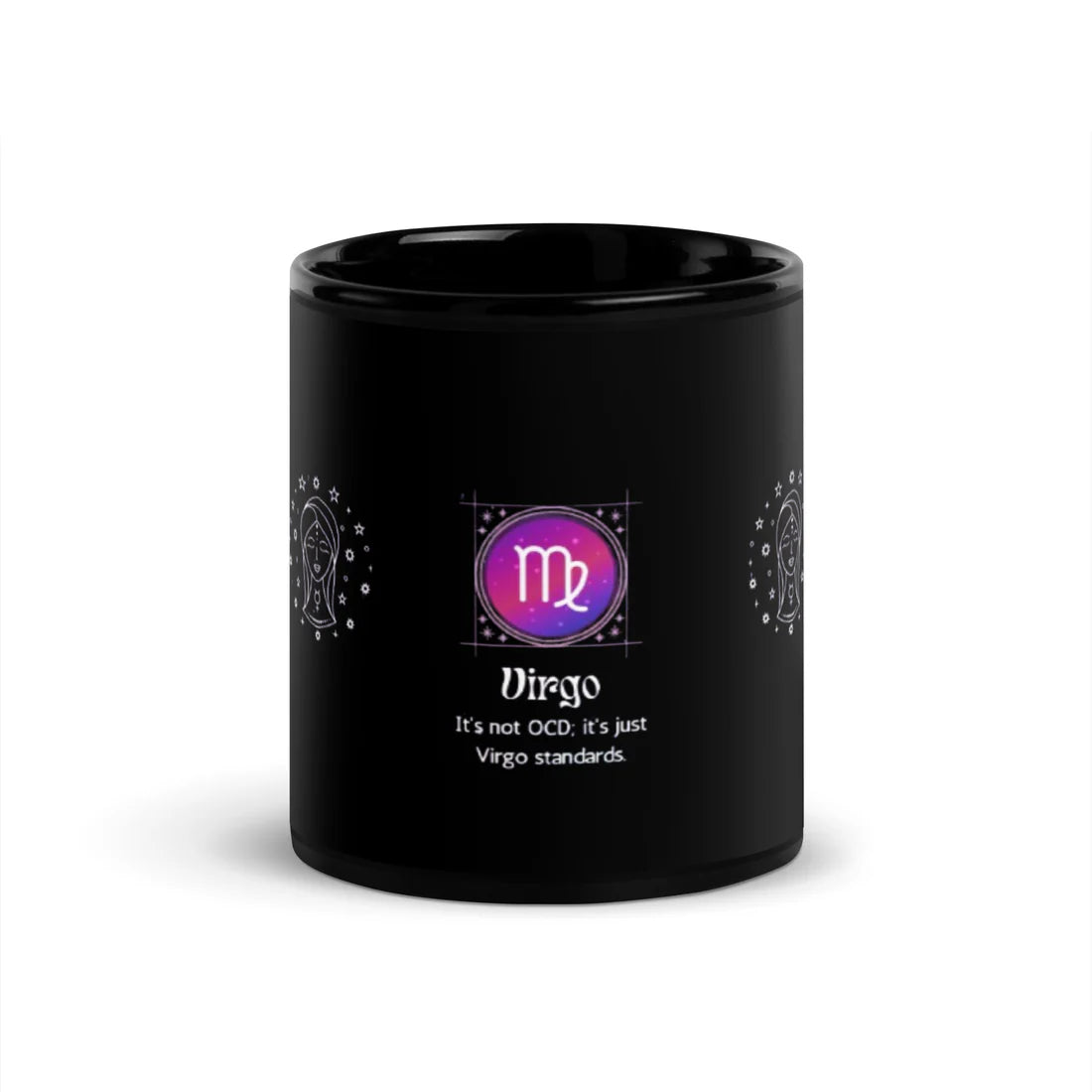 Virgo Zodiac Sign Astrology Black Glossy Mug