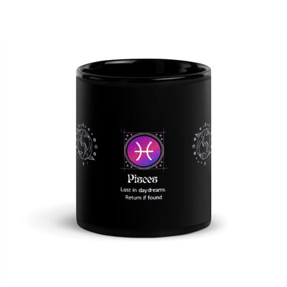 Pisces Zodiac Sign Astrology Black Glossy Mug