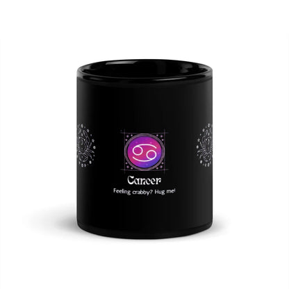 Cancer Zodiac Sign Astrology Black Glossy Mug