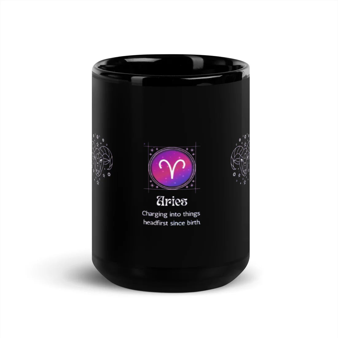 Aries Zodiac Sign Astrology Black Glossy Mug