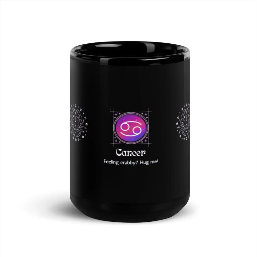 Cancer Zodiac Sign Astrology Black Glossy Mug