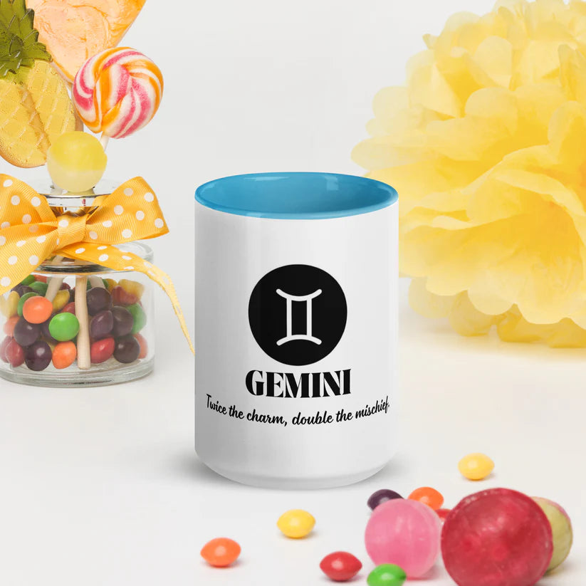 Gemini Zodiac Sign Astrology White Glossy Mug