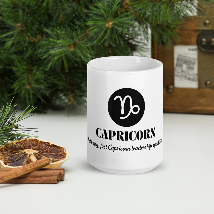 Capricorn Zodiac Sign Astrology White Glossy Mug