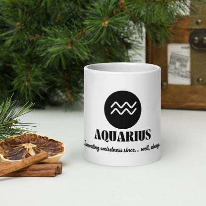 Aquarius Zodiac Sign Astrology White Glossy Mug