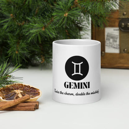 Gemini Zodiac Sign Astrology White Glossy Mug