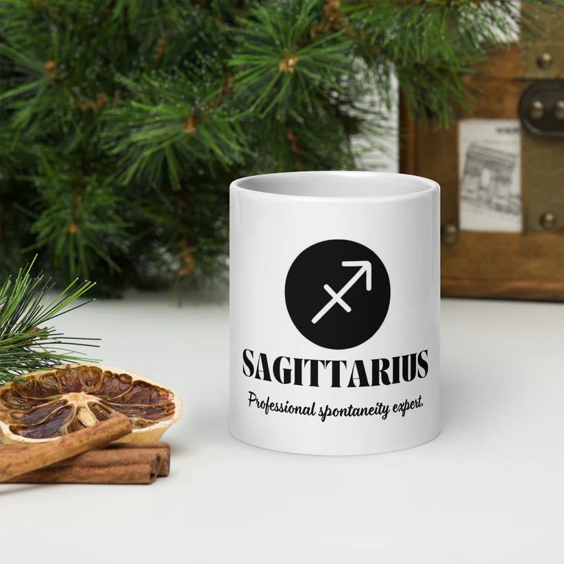 Sagittarius Zodiac Sign Astrology White Glossy Mug